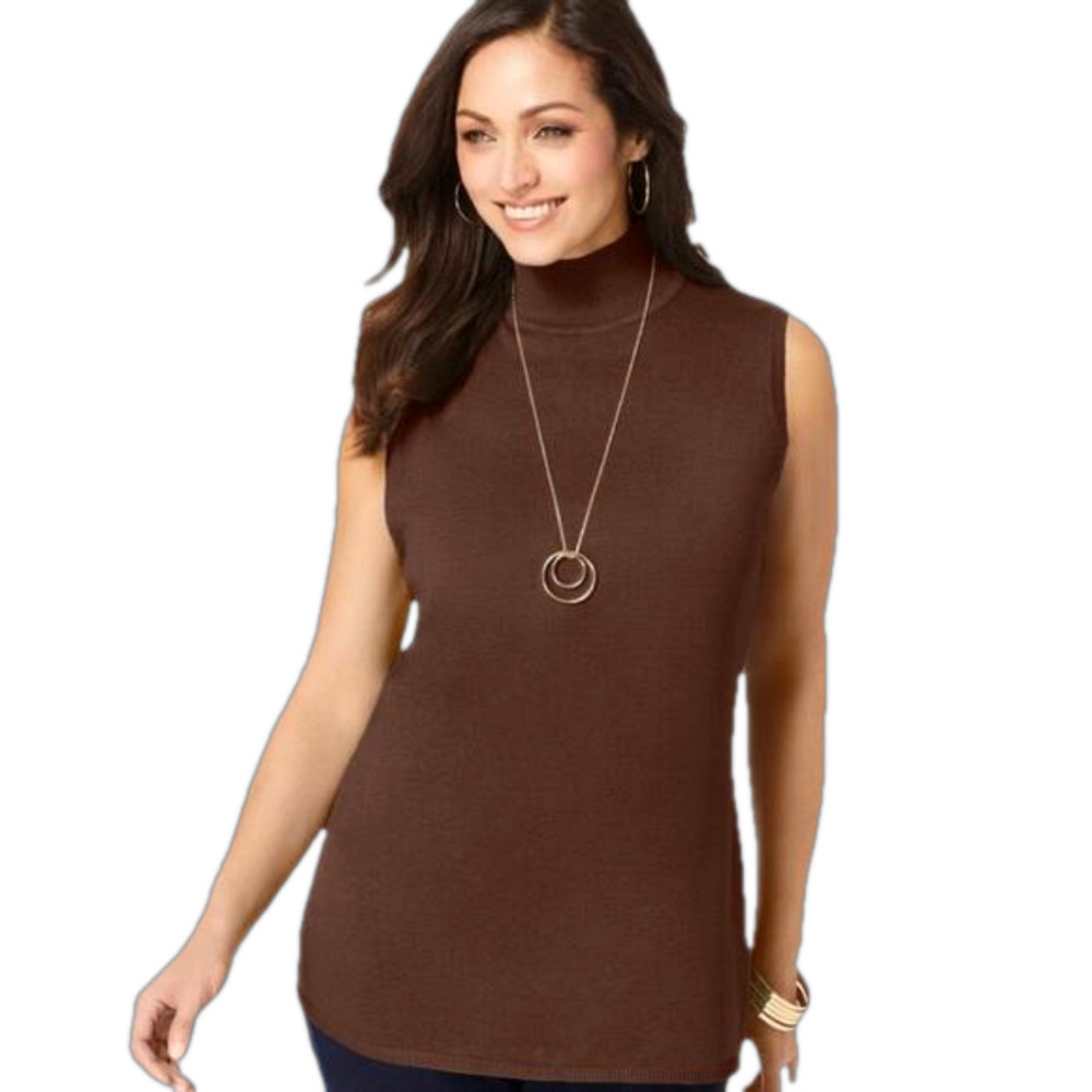 Jessica London women’s brown mock neck sweater tank size 22/24 .